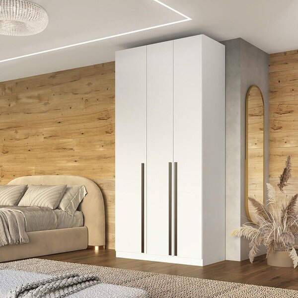 Guarda Roupa Solteiro 3 Portas Mdf Vicenzo Branco