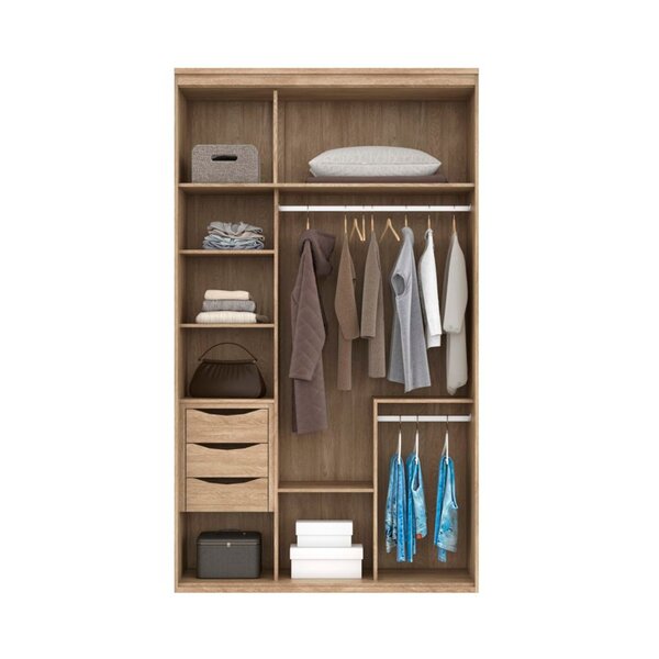 Guarda Roupa Solteiro 3 Portas Originale  Carvalho