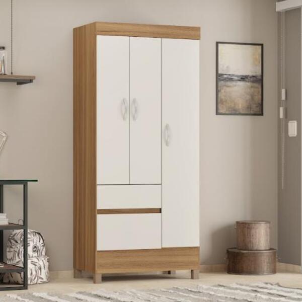 Guarda Roupa Solteiro 3 Portas Wind Off White