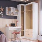 Guarda Roupa Solteiro 4 Peças Com Escrivaninha E Nicho Aéreo