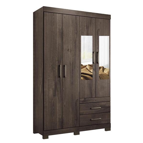 Guarda Roupa Solteiro 4 Porta 2 Gavetas Star 4.2 Com Espelho