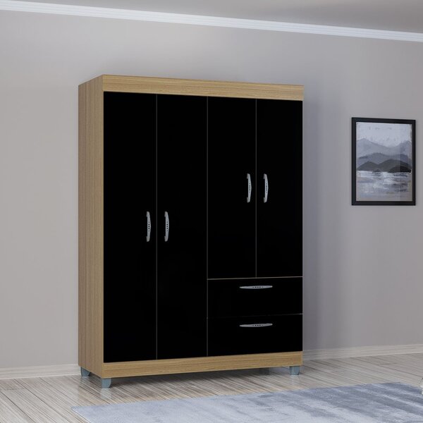 Guarda Roupa Solteiro 4 Porta 2 Gavetas Tóquio Poquema Móveis