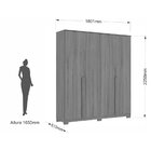 Guarda-roupa Solteiro 4 Portas 1,80m Greta Jacarandá