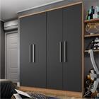 Guarda Roupa Solteiro 4 Portas 1 Gaveta Berlim Grafite