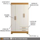 Guarda Roupa Solteiro 4 Portas 20007 Pln