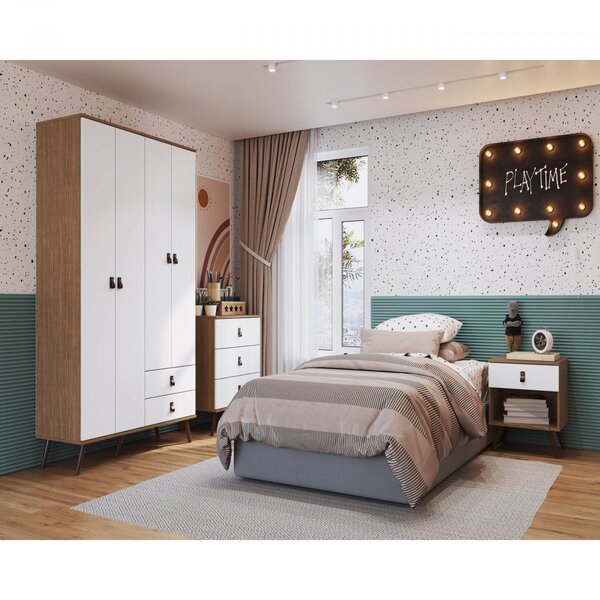 Guarda Roupa Solteiro 4 Portas 2 Gavetas 104,6cm Play Genialf