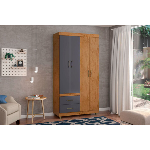 Guarda Roupa Solteiro 4 Portas 2 Gavetas 2242-96 Araplac