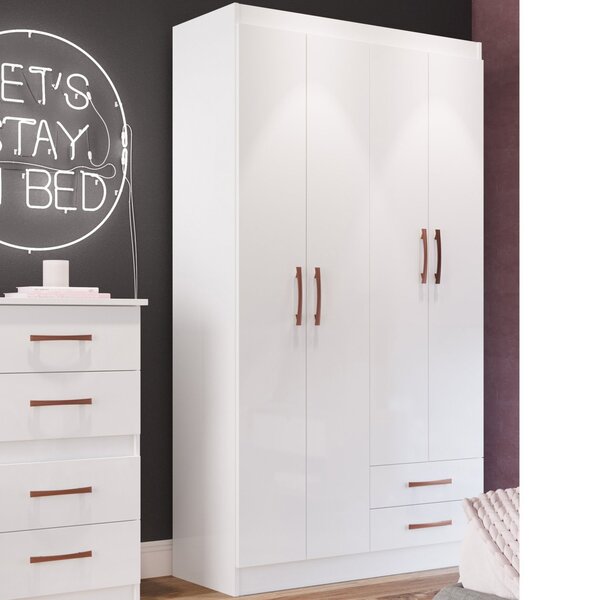 Guarda Roupa Solteiro 4 Portas 2 Gavetas 4 Prateleiras Classi