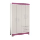 Guarda-roupa Solteiro 4 Portas 2 Gavetas  Branco New/rosa