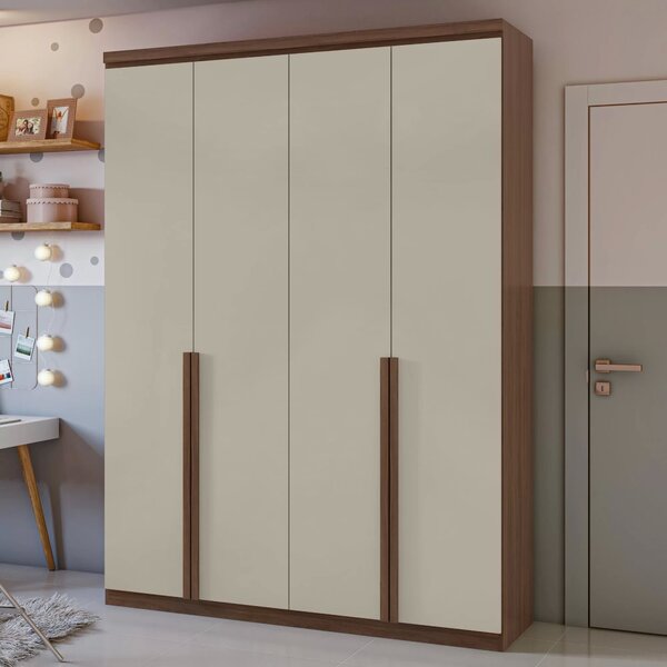 Guarda-roupa Solteiro 4 Portas 2 Gavetas Alonzo Imbuia Natura