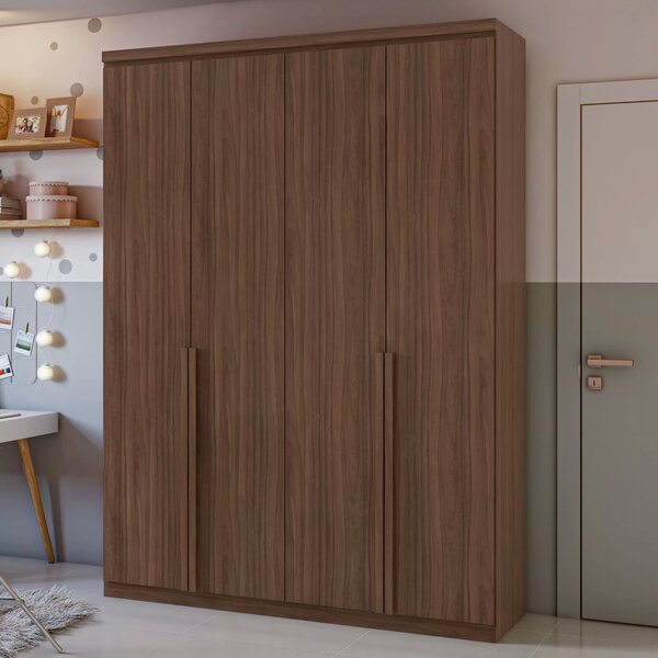 Guarda-roupa Solteiro 4 Portas 2 Gavetas Alonzo Imbuia Natura