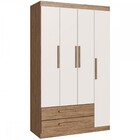 Guarda-roupa Solteiro 4 Portas 2 Gavetas Amarilis Wood/branco