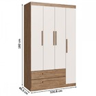 Guarda-roupa Solteiro 4 Portas 2 Gavetas Amarilis Wood/branco