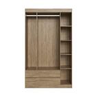 Guarda-roupa Solteiro 4 Portas 2 Gavetas Amarilis Wood/branco