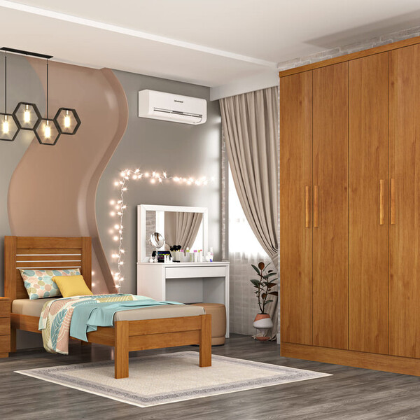 Guarda Roupa Solteiro 4 Portas 2 Gavetas - Amsterdam-cinamomo