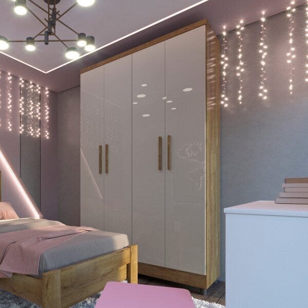 Guarda-roupa Solteiro 4 Portas 2 Gavetas Amsterdam Tcil Móvei