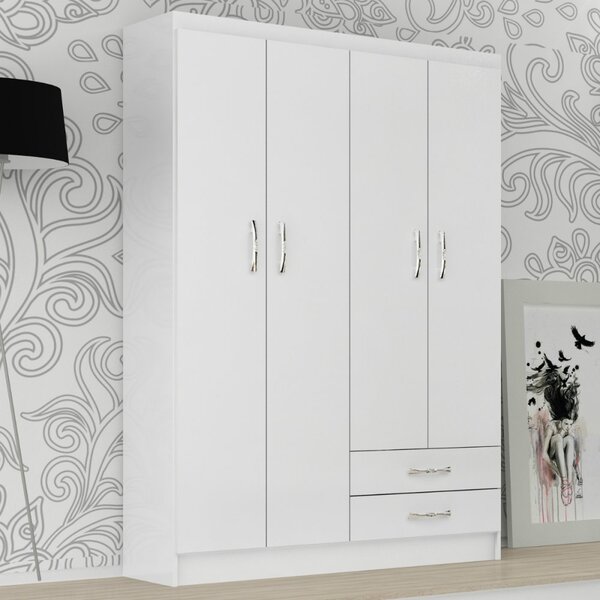 Guarda Roupa Solteiro 4 Portas 2 Gavetas Atalaia Evidência Mó