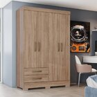 Guarda Roupa Solteiro 4 Portas 2 Gavetas Be12 Briz Jequitibá