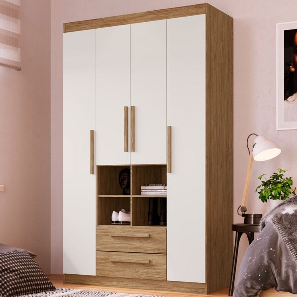 Guarda-roupa Solteiro 4 Portas 2 Gavetas Begônia Rp4020 Wood/