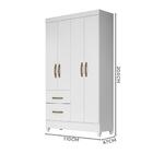 Guarda Roupa Solteiro 4 Portas 2 Gavetas Branco Rosa Flex Man