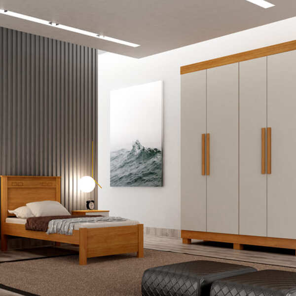 Guarda Roupa Solteiro 4 Portas 2 Gavetas - Canadá-cinamomo/of