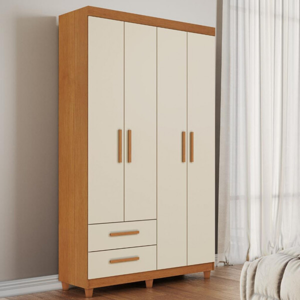 Guarda Roupa Solteiro 4 Portas 2 Gavetas Canadá Plus Conquist