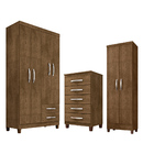 Guarda Roupa Solteiro 4 Portas 2 Gavetas Com Cômoda 5 Gavetas