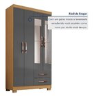 Guarda-roupa Solteiro 4 Portas 2 Gavetas Com Espelho Carvalho