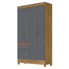 Guarda-roupa Solteiro 4 Portas 2 Gavetas Com Pés Madri Freijó