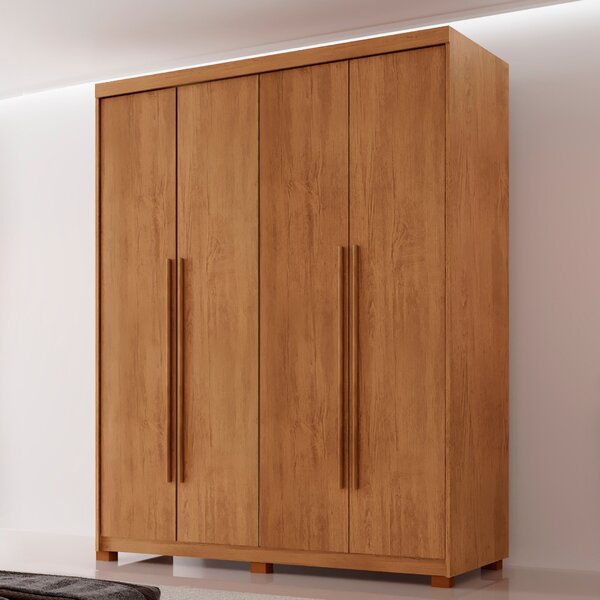 Guarda Roupa Solteiro 4 Portas 2 Gavetas Com Pés Mdf Veracruz