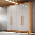 Guarda Roupa Solteiro 4 Portas 2 Gavetas Com Pes Rio  Nature/