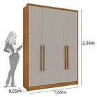 Guarda Roupa Solteiro 4 Portas 2 Gavetas - Dinamarca-cinamomo