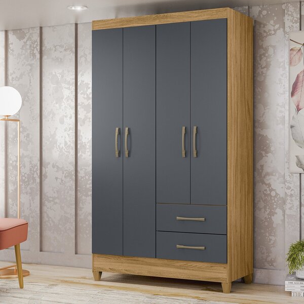 Guarda-roupa Solteiro 4 Portas 2 Gavetas E Pés Chile