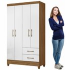 Guarda-roupa Solteiro 4 Portas 2 Gavetas E Pés Chile Naturale