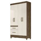 Guarda-roupa Solteiro 4 Portas 2 Gavetas E Pés Madri Castanho