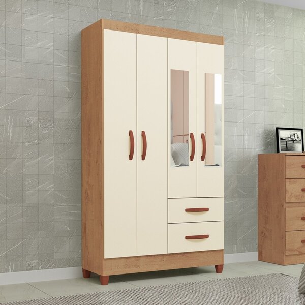 Guarda Roupa Solteiro 4 Portas 2 Gavetas Fortaleza  Canelato