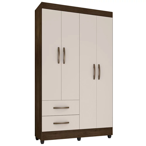 Guarda Roupa Solteiro 4 Portas 2 Gavetas Honduras - Móveis Le