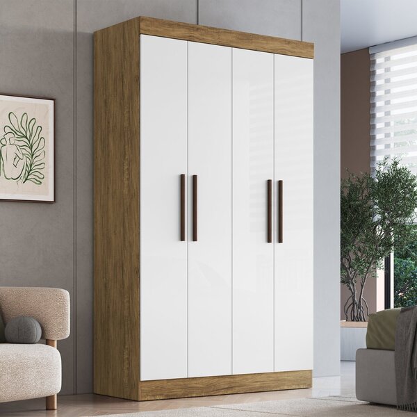 Guarda-roupa Solteiro 4 Portas 2 Gavetas Internas New Recife