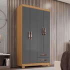 Guarda-roupa Solteiro 4 Portas 2 Gavetas Itapema Carvalho Ame