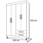 Guarda Roupa Solteiro 4 Portas 2 Gavetas Lion - Móveis Leão -