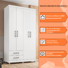 Guarda Roupa Solteiro 4 Portas 2 Gavetas Louise Branco - Mont
