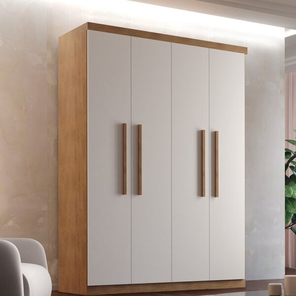Guarda-roupa Solteiro 4 Portas 2 Gavetas Mdf Dinamarca Imbuia