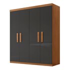 Guarda Roupa Solteiro 4 Portas 2 Gavetas Mdf Petra  Imbuia/gr