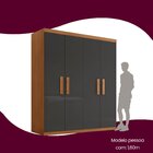 Guarda Roupa Solteiro 4 Portas 2 Gavetas Mdf Petra  Imbuia/gr