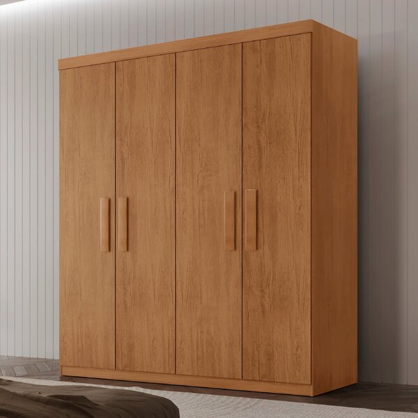 Guarda Roupa Solteiro 4 Portas 2 Gavetas Mdf Petra Imbuia
