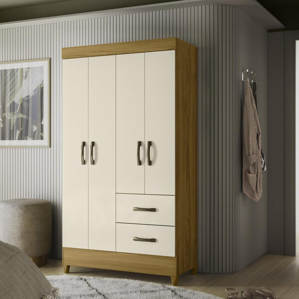 Guarda Roupa Solteiro 4 Portas 2 Gavetas Mobi Albatroz