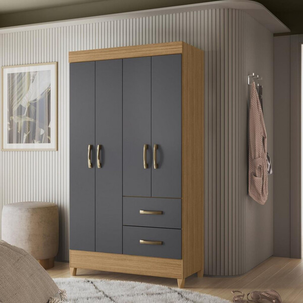 Guarda Roupa Solteiro 4 Portas 2 Gavetas Mobi Albatroz