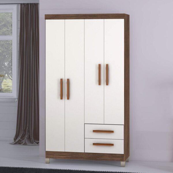 Guarda-roupa Solteiro 4 Portas 2 Gavetas Modena Incorplac Tek