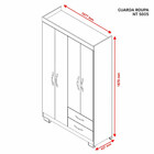 Guarda Roupa Solteiro 4 Portas 2 Gavetas Nt5005 Notável Móveis