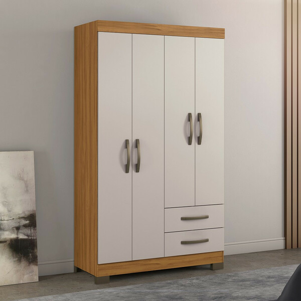 Guarda Roupa Solteiro 4 Portas 2 Gavetas Nt5005 Notável Móveis